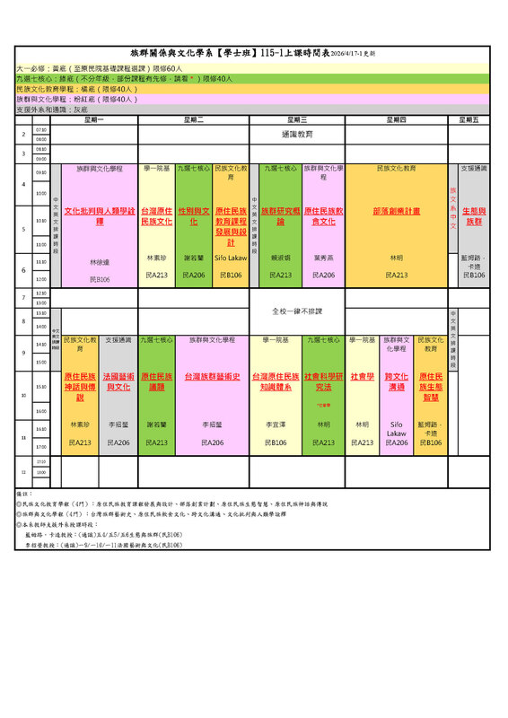 115-1學士班課表圖片
